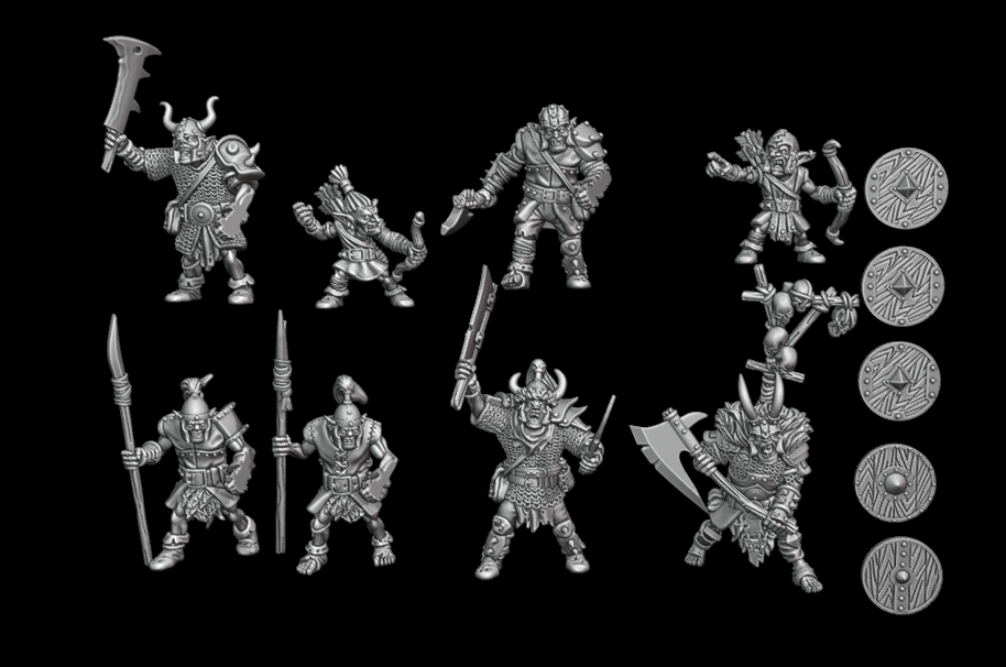 Trench Coat Minis The New Home of Trilaterum 8 Orcs and Goblins x 8